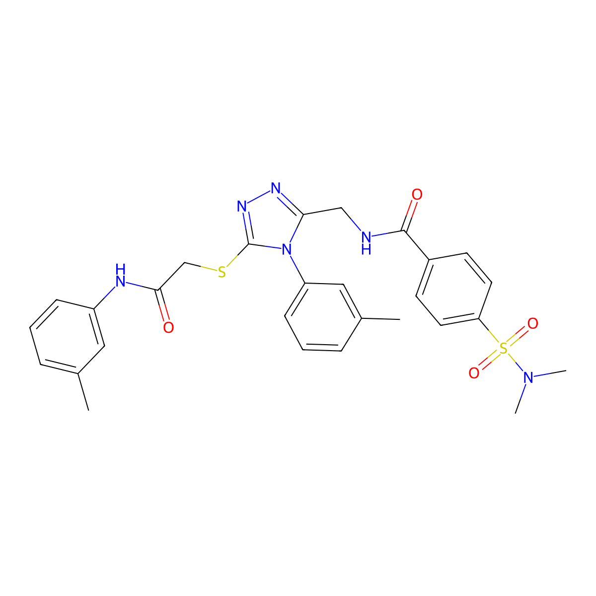 4-(N,N-dimethylsulfamoyl)-N-((5-((2-oxo-2-(m-tolylamino)ethyl)thio)-4-(m-tolyl)-4H-1,2,4-triazol-3-yl)methyl)benzamide molecular structure, CAS 393875-24-6