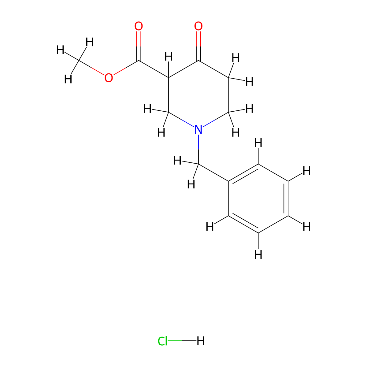 Methyl 1-benzyl-4-oxopiperidine-3-carboxylate hydrochloride molecular structure, CAS 3939-01-3