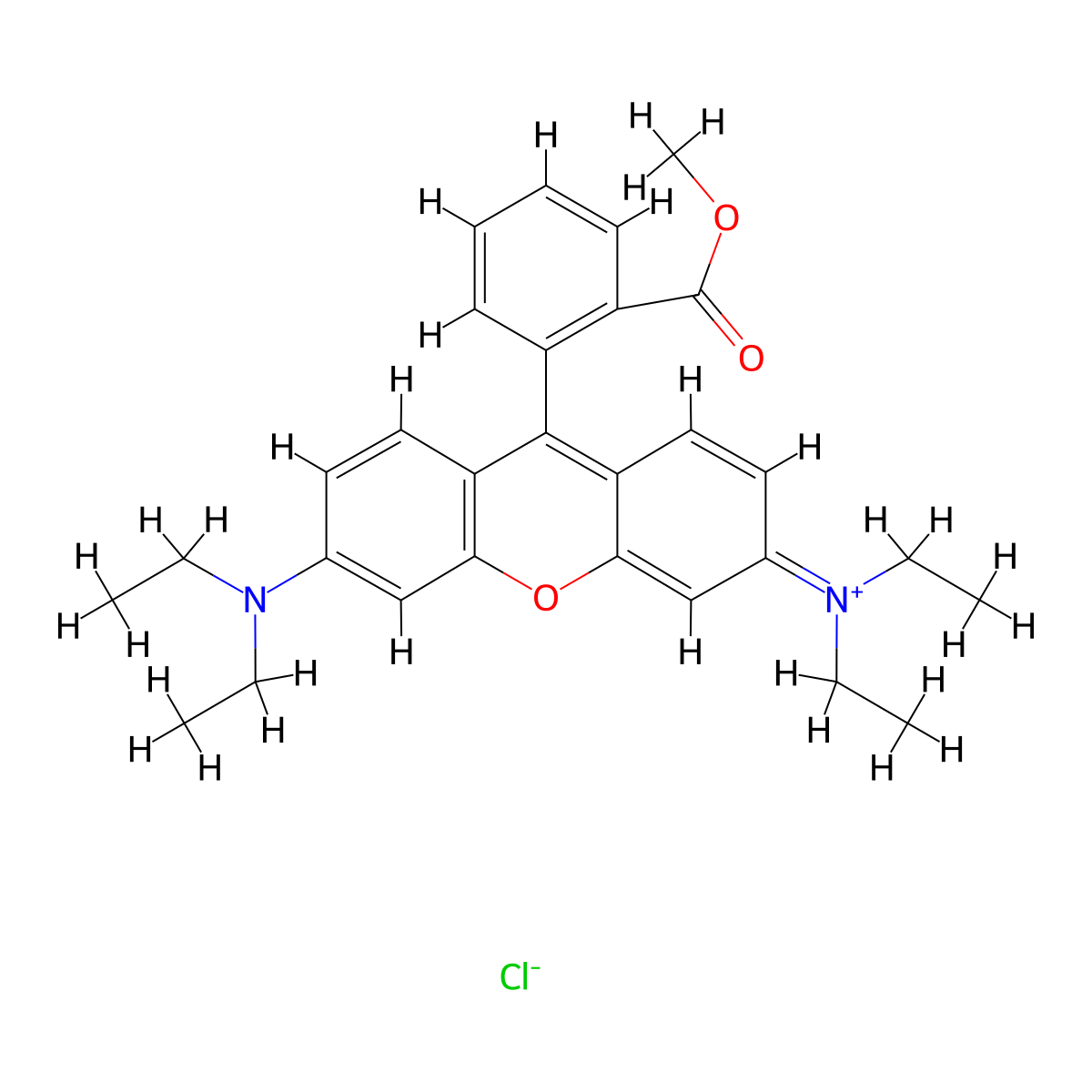 Xanthylium, 3,6-bis(diethylamino)-9-[2-(methoxycarbonyl)phenyl]-, chloride (1:1) molecular structure, CAS 39393-39-0