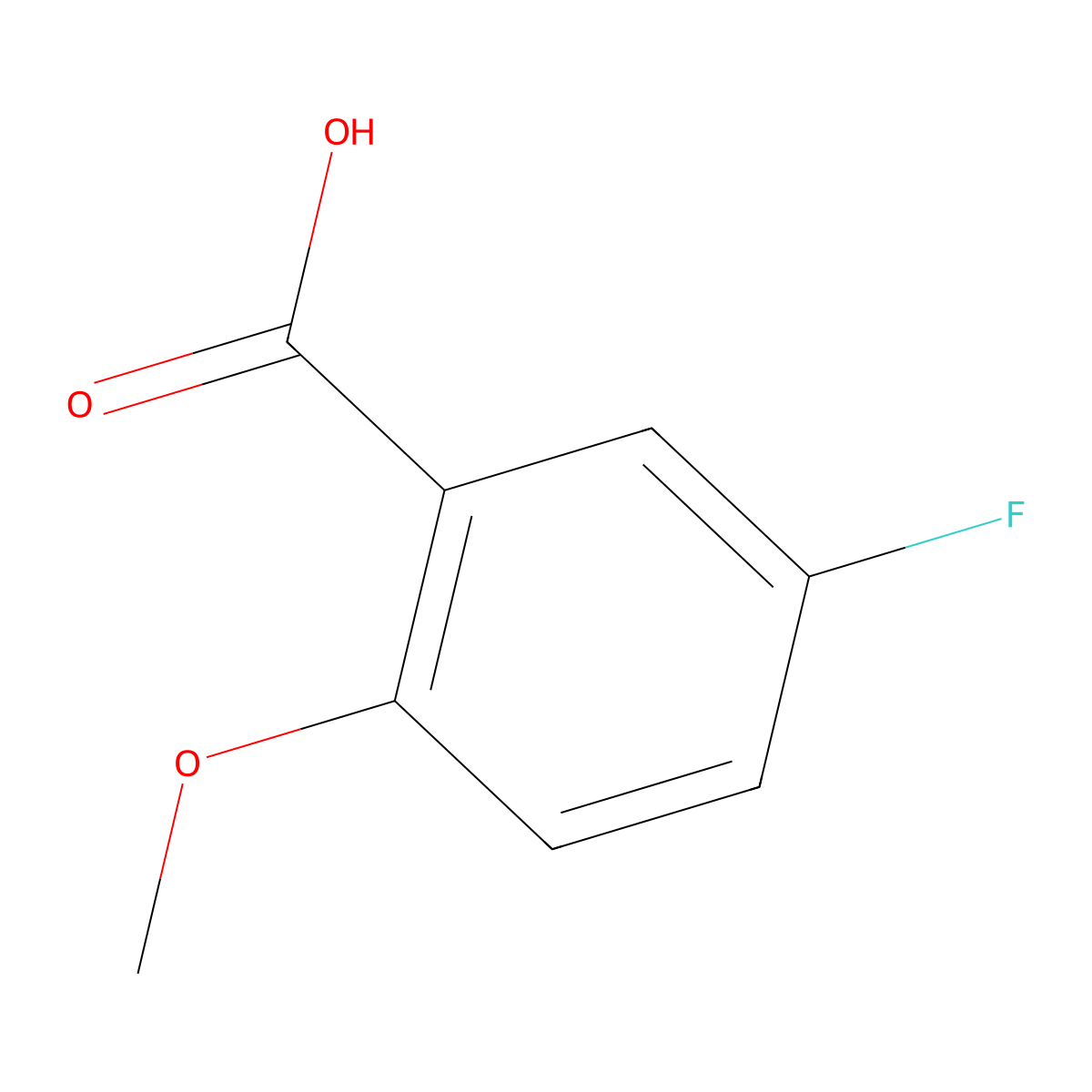 5-Fluoro-2-methoxybenzoic acid molecular structure, CAS 394-04-7