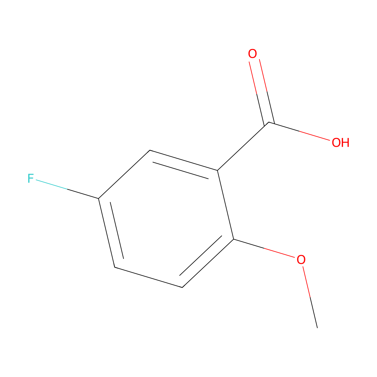 5-Fluoro-2-methoxybenzoic acid molecular structure, CAS 394-04-7