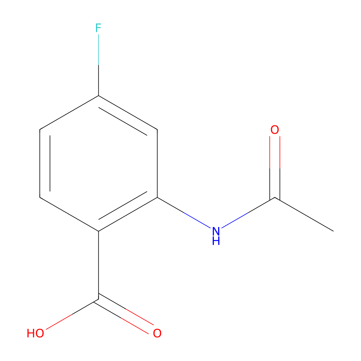 2-Acetamido-4-fluorobenzoic acid molecular structure, CAS 394-27-4