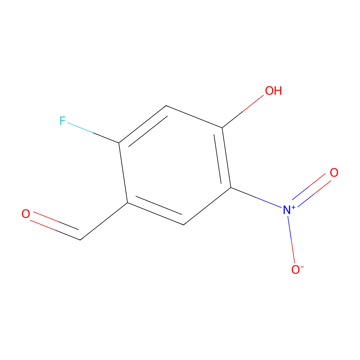 2-Fluoro-4-hydroxy-5-nitrobenzaldehyde molecular structure, CAS 394-34-3