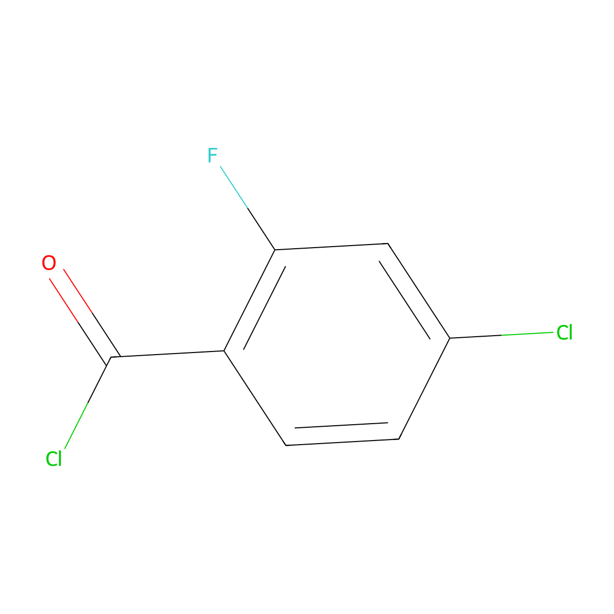 4-Chloro-2-fluorobenzoyl chloride molecular structure, CAS 394-39-8