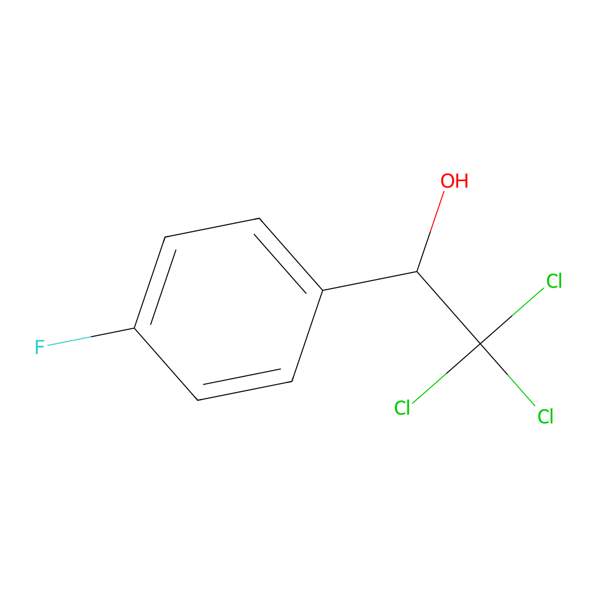 2,2,2-Trichloro-1-(4-fluorophenyl)ethanol molecular structure, CAS 394-56-9