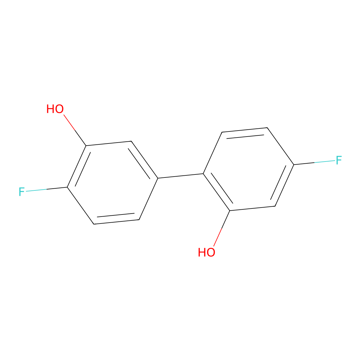 2-Fluoro-5-(4-fluoro-2-hydroxyphenyl)phenol molecular structure, CAS 394-78-5