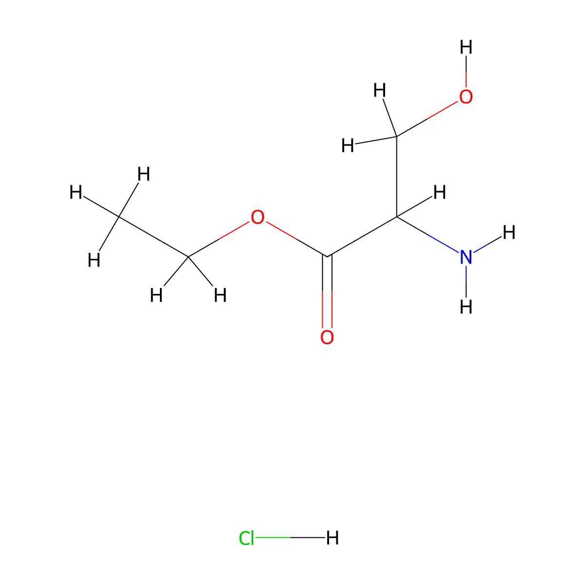 Ethyl 2-amino-3-hydroxypropanoate hydrochloride molecular structure, CAS 3940-27-0