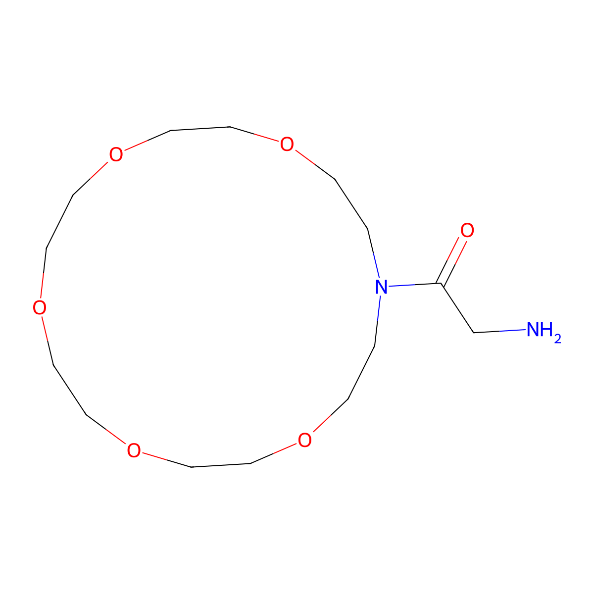 2-Amino-1-(1,4,7,10,13-pentaoxa-16-azacyclooctadecan-16-yl)ethanone molecular structure, CAS 394208-07-2
