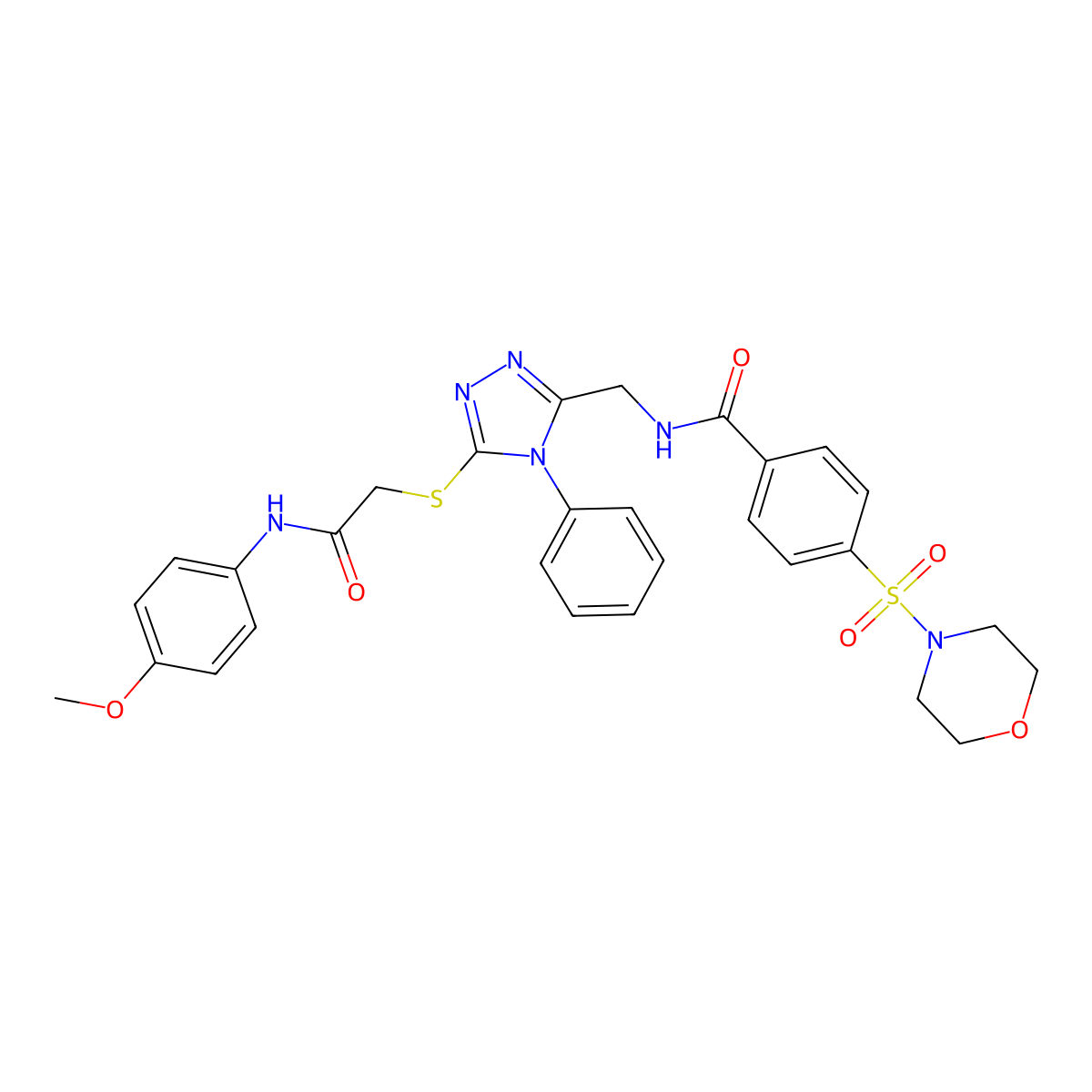 N-((5-((2-((4-methoxyphenyl)amino)-2-oxoethyl)thio)-4-phenyl-4H-1,2,4-triazol-3-yl)methyl)-4-(morpholinosulfonyl)benzamide molecular structure, CAS 394214-11-0