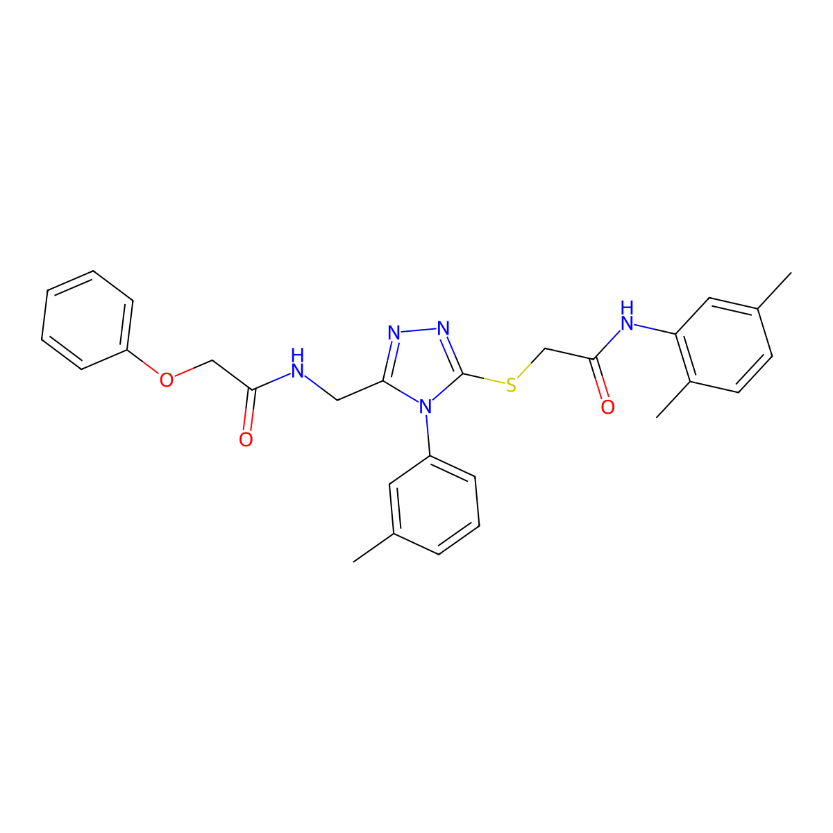 N-(2,5-dimethylphenyl)-2-((5-((2-phenoxyacetamido)methyl)-4-(m-tolyl)-4H-1,2,4-triazol-3-yl)thio)acetamide molecular structure, CAS 394214-60-9