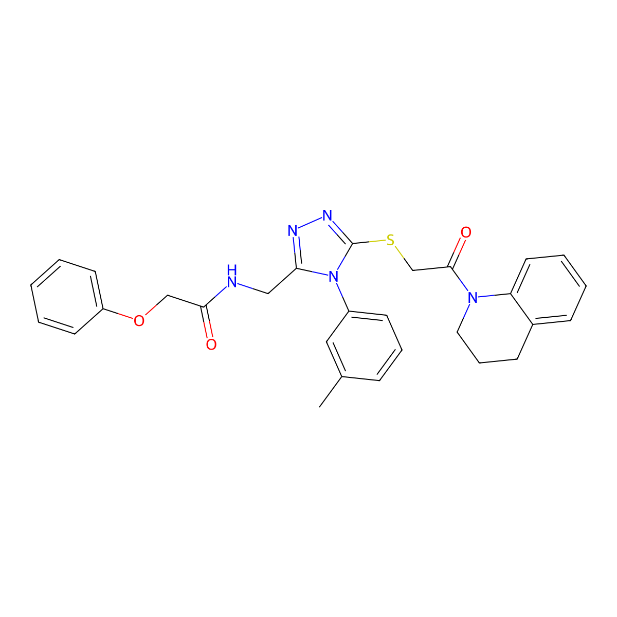 N-[[5-[2-(3,4-dihydro-2H-quinolin-1-yl)-2-oxoethyl]sulfanyl-4-(3-methylphenyl)-1,2,4-triazol-3-yl]methyl]-2-phenoxyacetamide molecular structure, CAS 394214-66-5
