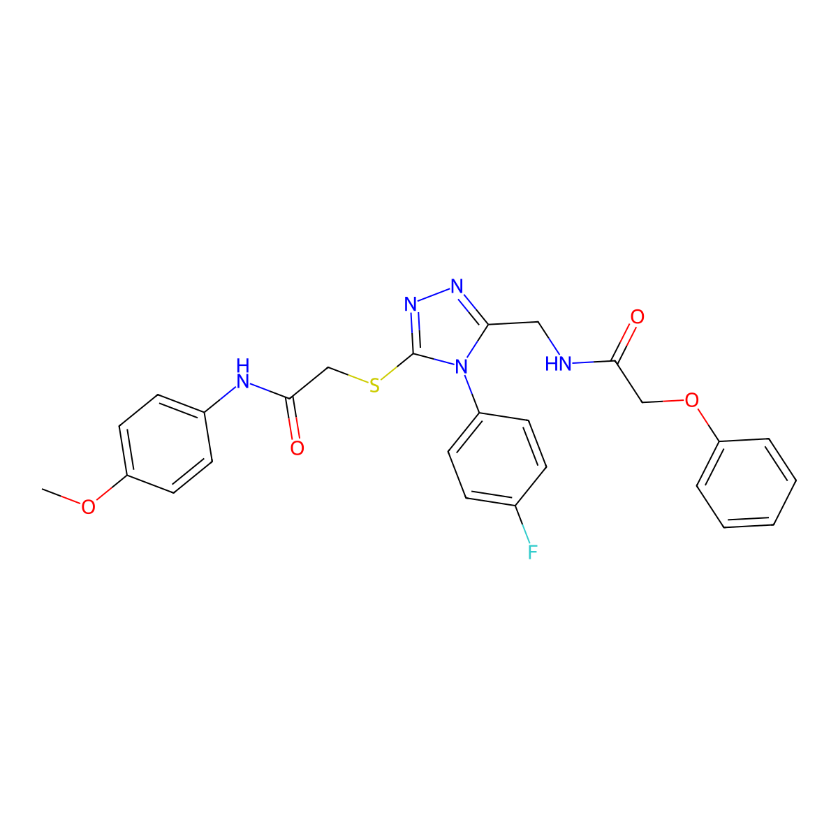 N-((4-(4-fluorophenyl)-5-((2-((4-methoxyphenyl)amino)-2-oxoethyl)thio)-4H-1,2,4-triazol-3-yl)methyl)-2-phenoxyacetamide molecular structure, CAS 394214-81-4