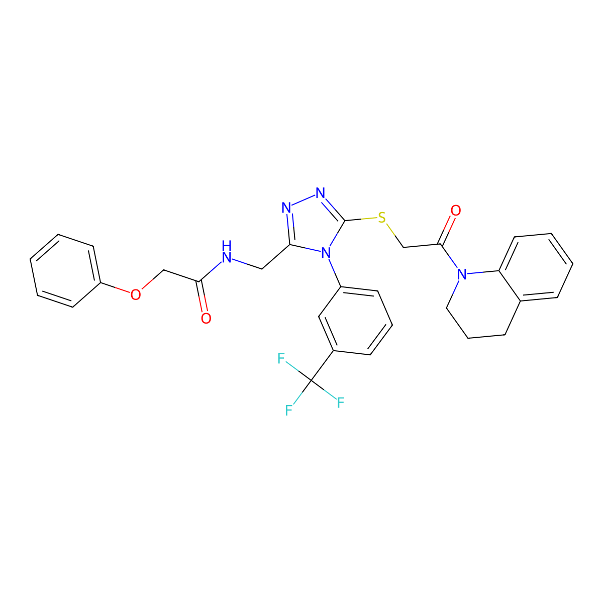 N-((5-((2-(3,4-dihydroquinolin-1(2H)-yl)-2-oxoethyl)thio)-4-(3-(trifluoromethyl)phenyl)-4H-1,2,4-triazol-3-yl)methyl)-2-phenoxyacetamide molecular structure, CAS 394215-04-4