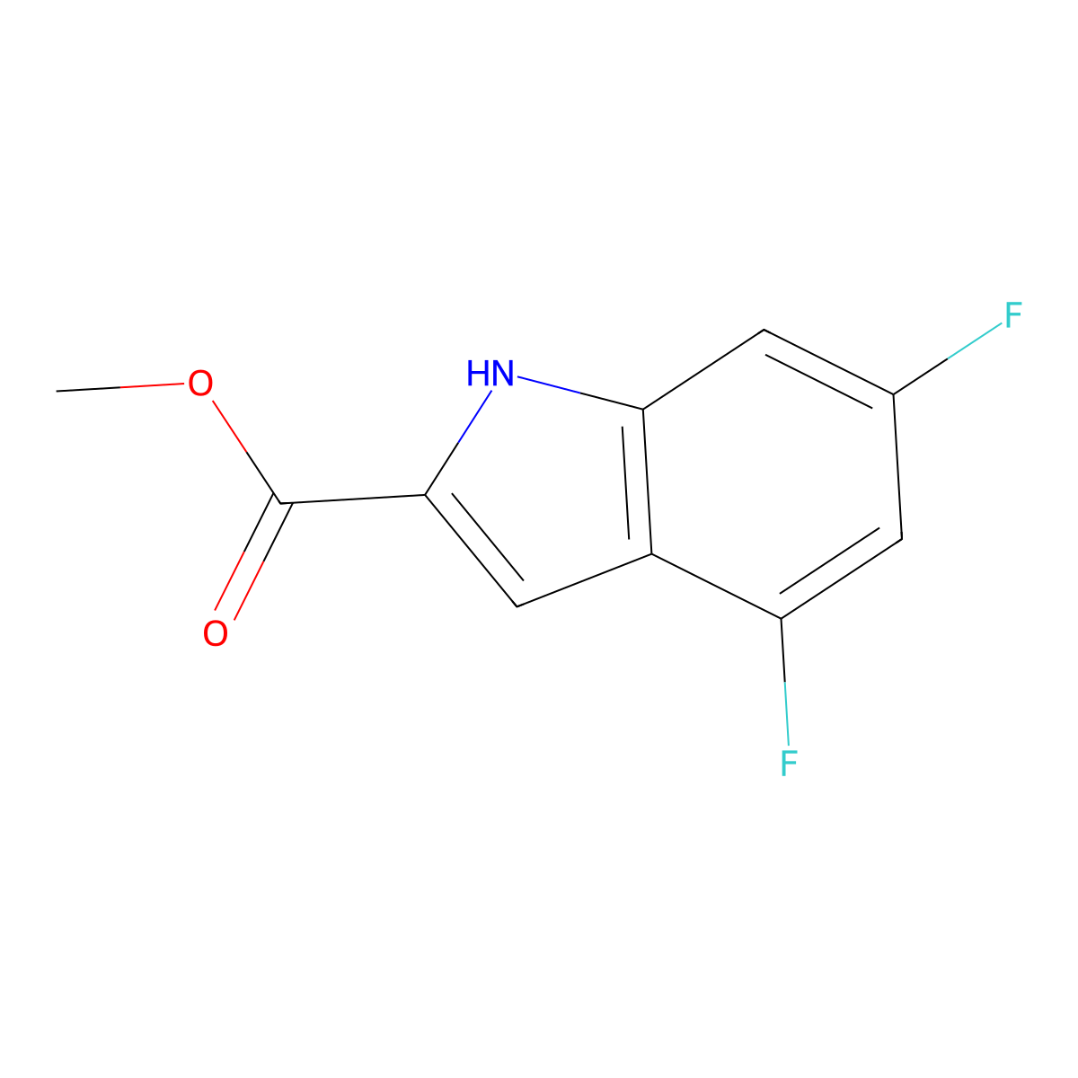 methyl 4,6-difluoro-1H-indole-2-carboxylate molecular structure, CAS 394222-99-2
