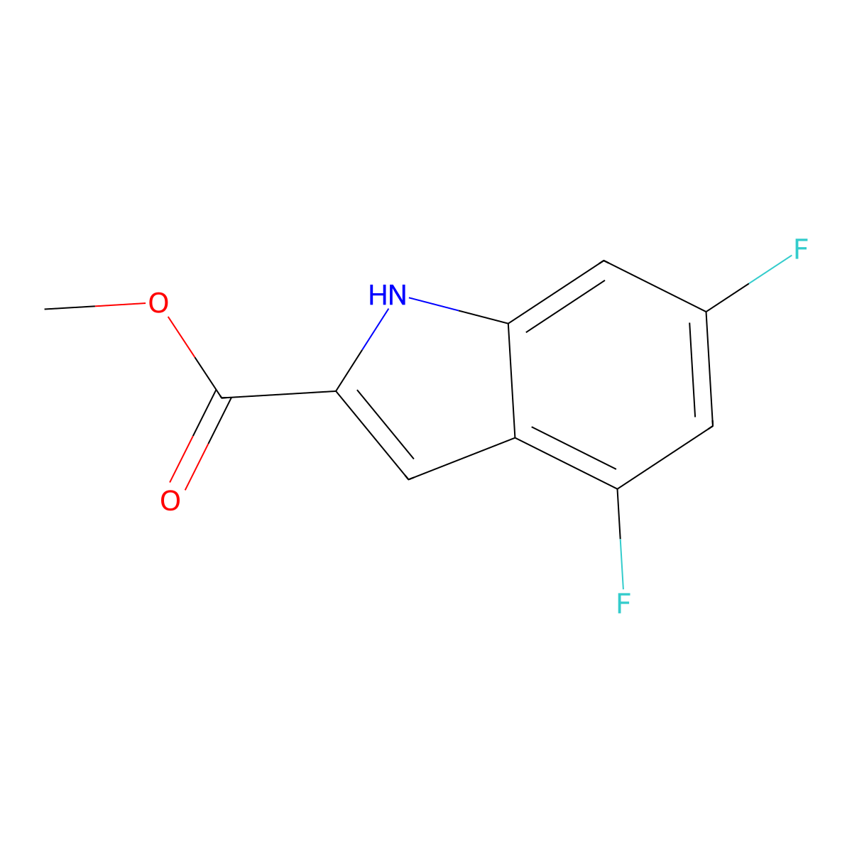 methyl 4,6-difluoro-1H-indole-2-carboxylate molecular structure, CAS 394222-99-2