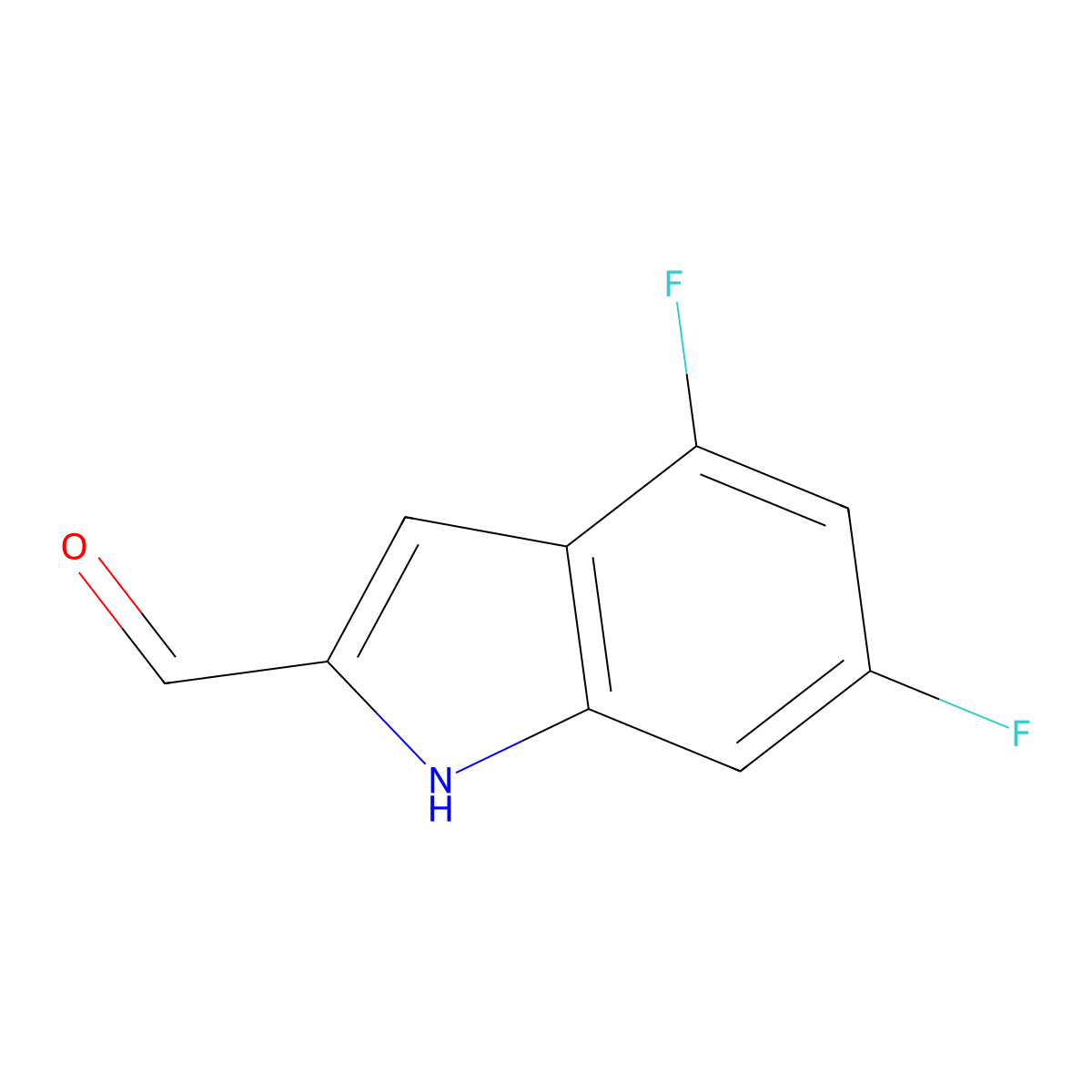4,6-difluoro-1H-indole-2-carbaldehyde molecular structure, CAS 394223-00-8