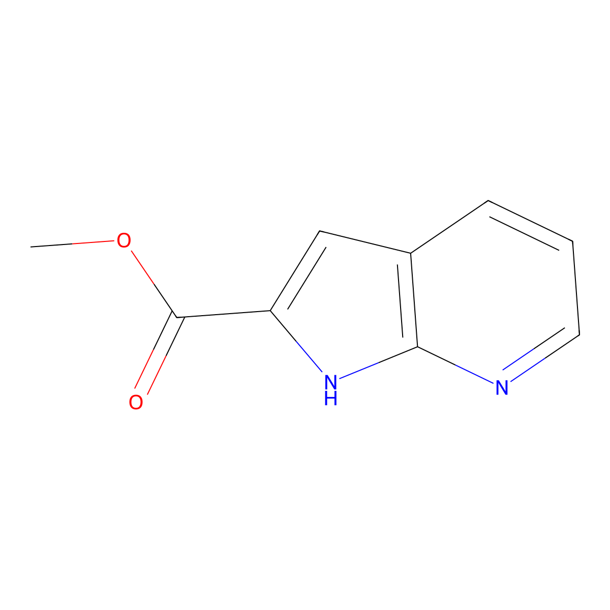 methyl 1H-pyrrolo(2,3-b)pyridine-2-carboxylate molecular structure, CAS 394223-02-0