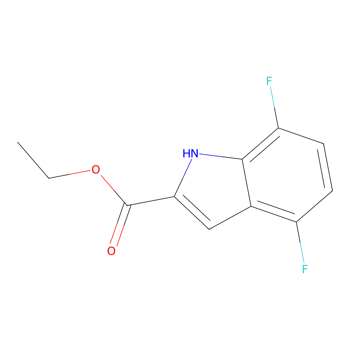 ethyl 4,7-difluoro-1H-indole-2-carboxylate molecular structure, CAS 394223-44-0