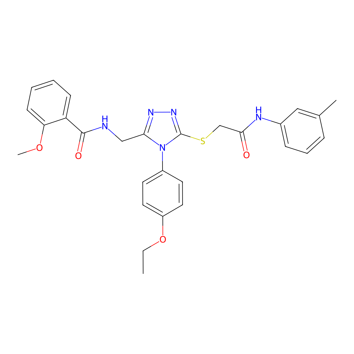 N-((4-(4-ethoxyphenyl)-5-((2-oxo-2-(m-tolylamino)ethyl)thio)-4H-1,2,4-triazol-3-yl)methyl)-2-methoxybenzamide molecular structure, CAS 394224-06-7