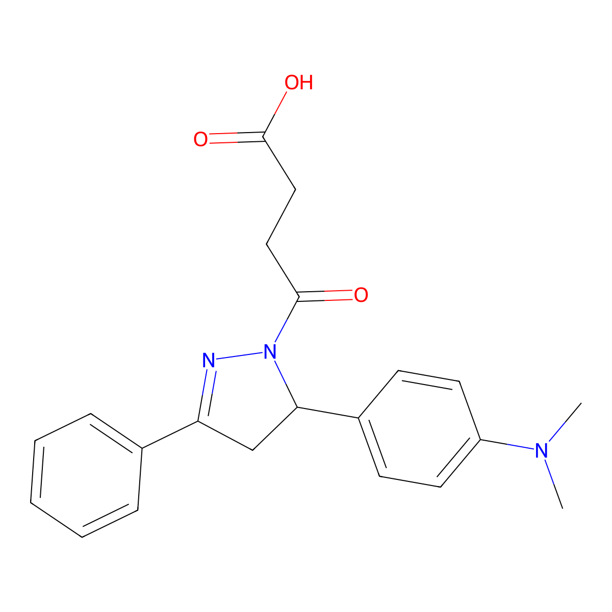 4-(5-(4-(dimethylamino)phenyl)-3-phenyl-4,5-dihydro-1H-pyrazol-1-yl)-4-oxobutanoic acid molecular structure, CAS 394225-50-4