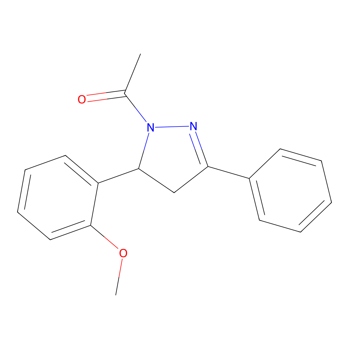 1-(5-(2-methoxyphenyl)-3-phenyl-4,5-dihydro-1H-pyrazol-1-yl)ethanone molecular structure, CAS 394225-53-7