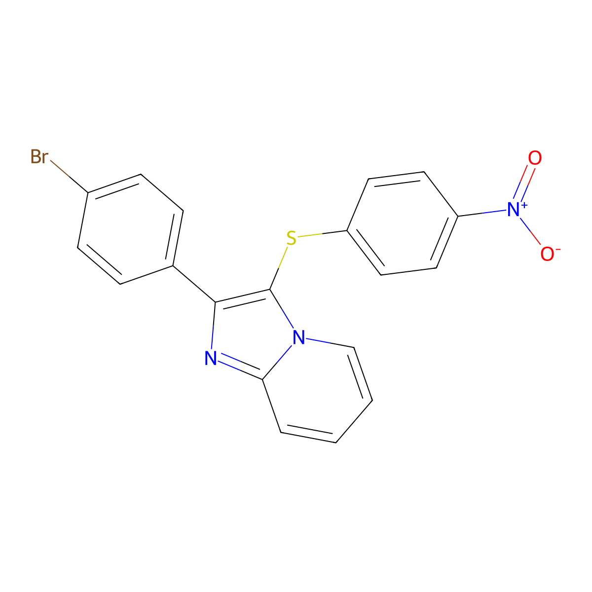 2-(4-Bromophenyl)-3-((4-nitrophenyl)thio)imidazo[1,2-a]pyridine molecular structure, CAS 394226-26-7