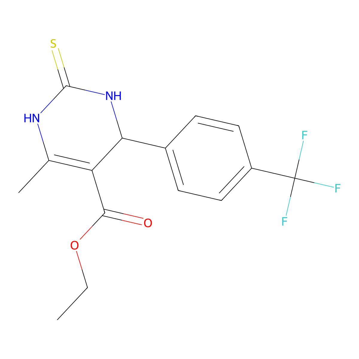 ethyl 6-methyl-2-sulfanylidene-4-[4-(trifluoromethyl)phenyl]-3,4-dihydro-1H-pyrimidine-5-carboxylate molecular structure, CAS 394226-76-7
