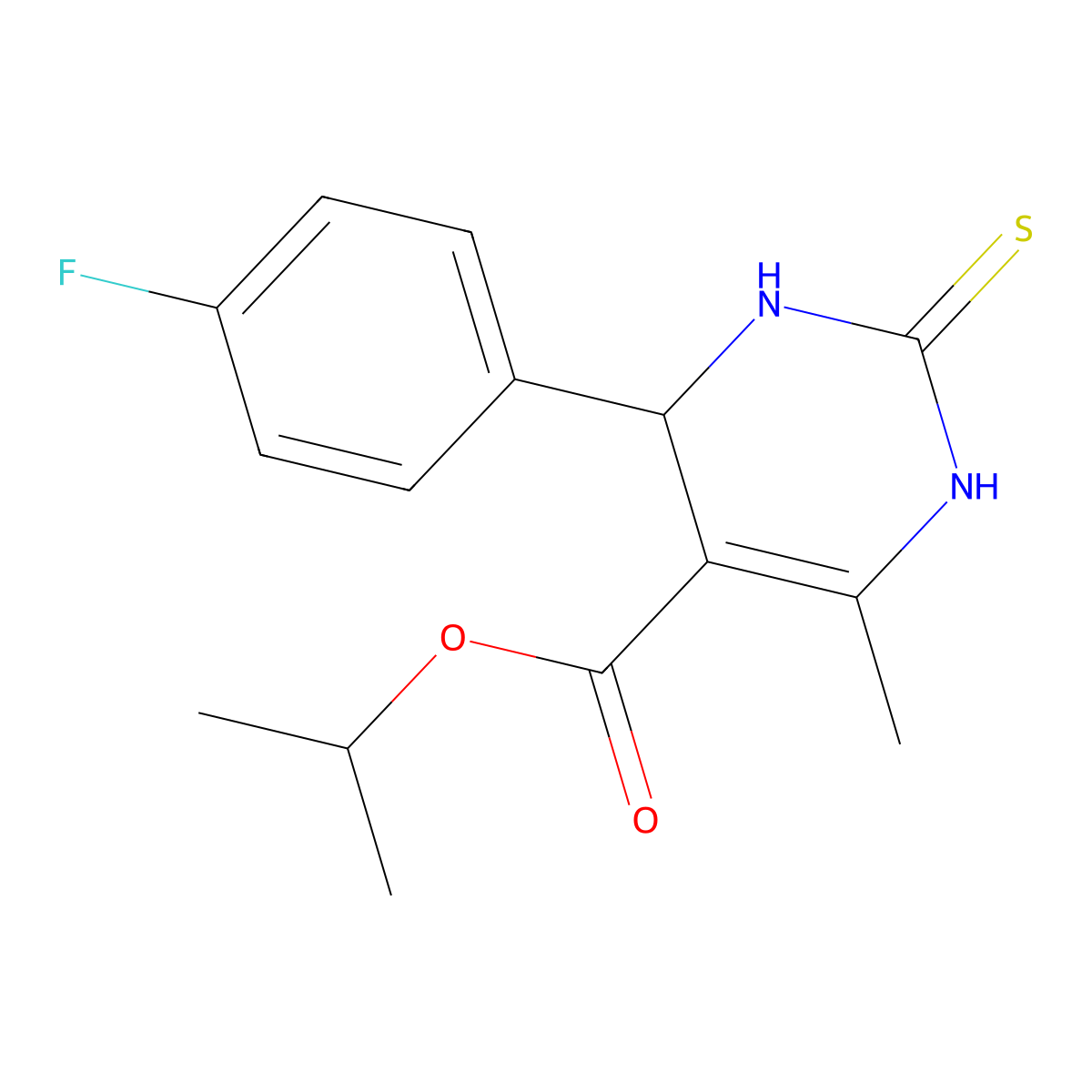 Propan-2-yl 6-(4-fluorophenyl)-4-methyl-2-sulfanyl-1,6-dihydropyrimidine-5-carboxylate molecular structure, CAS 394226-86-9