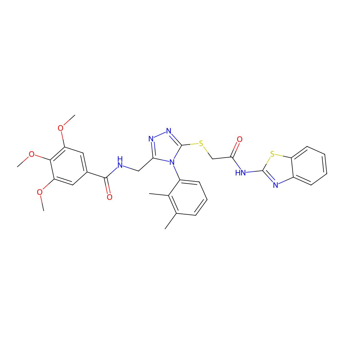 N-((5-((2-(benzo[d]thiazol-2-ylamino)-2-oxoethyl)thio)-4-(2,3-dimethylphenyl)-4H-1,2,4-triazol-3-yl)methyl)-3,4,5-trimethoxybenzamide molecular structure, CAS 394226-97-2