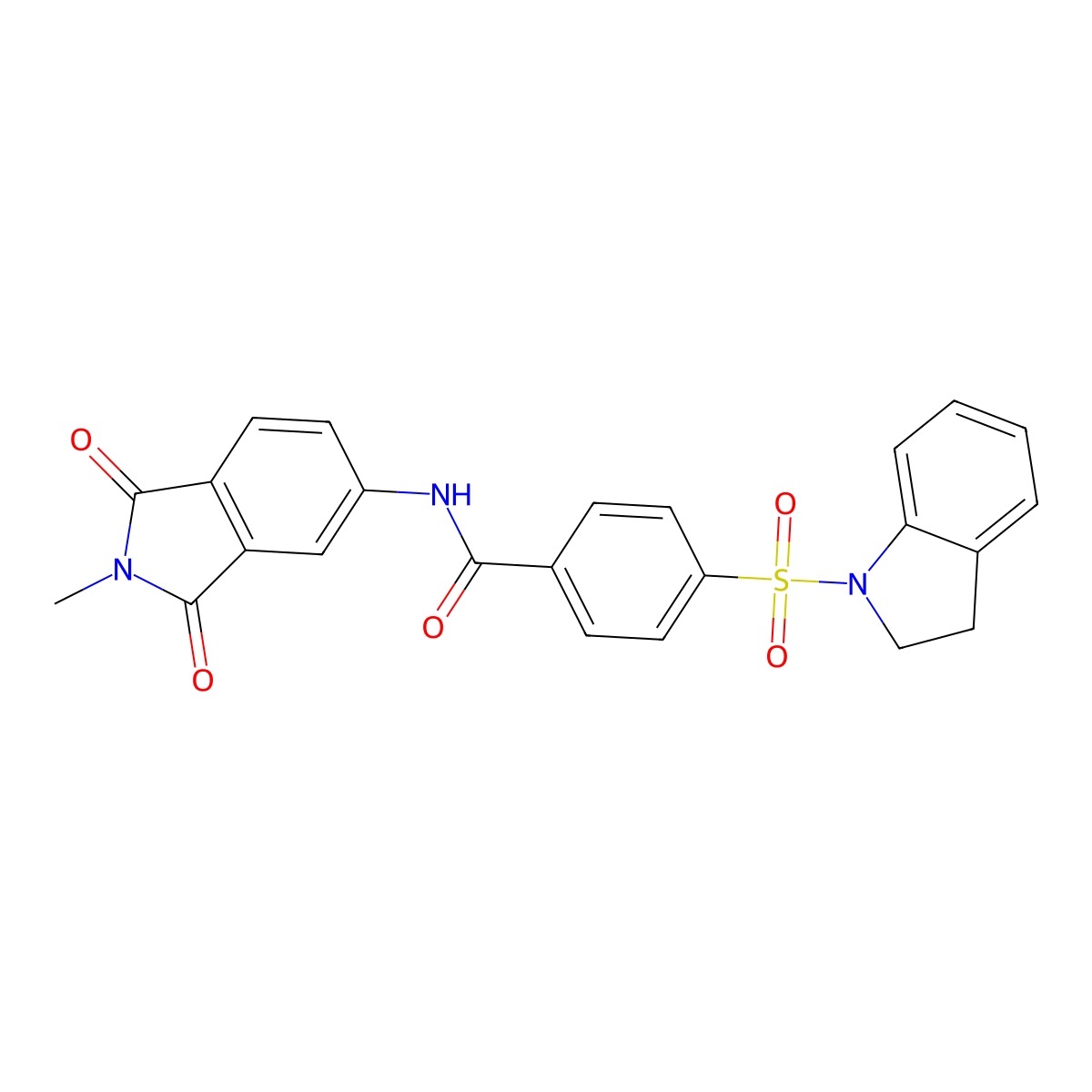 4-(indolin-1-ylsulfonyl)-N-(2-methyl-1,3-dioxoisoindolin-5-yl)benzamide molecular structure, CAS 394227-14-6