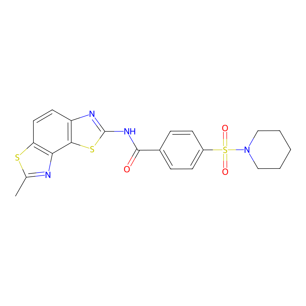 N-(7-methyl-[1,3]thiazolo[5,4-e][1,3]benzothiazol-2-yl)-4-piperidin-1-ylsulfonylbenzamide molecular structure, CAS 394227-68-0