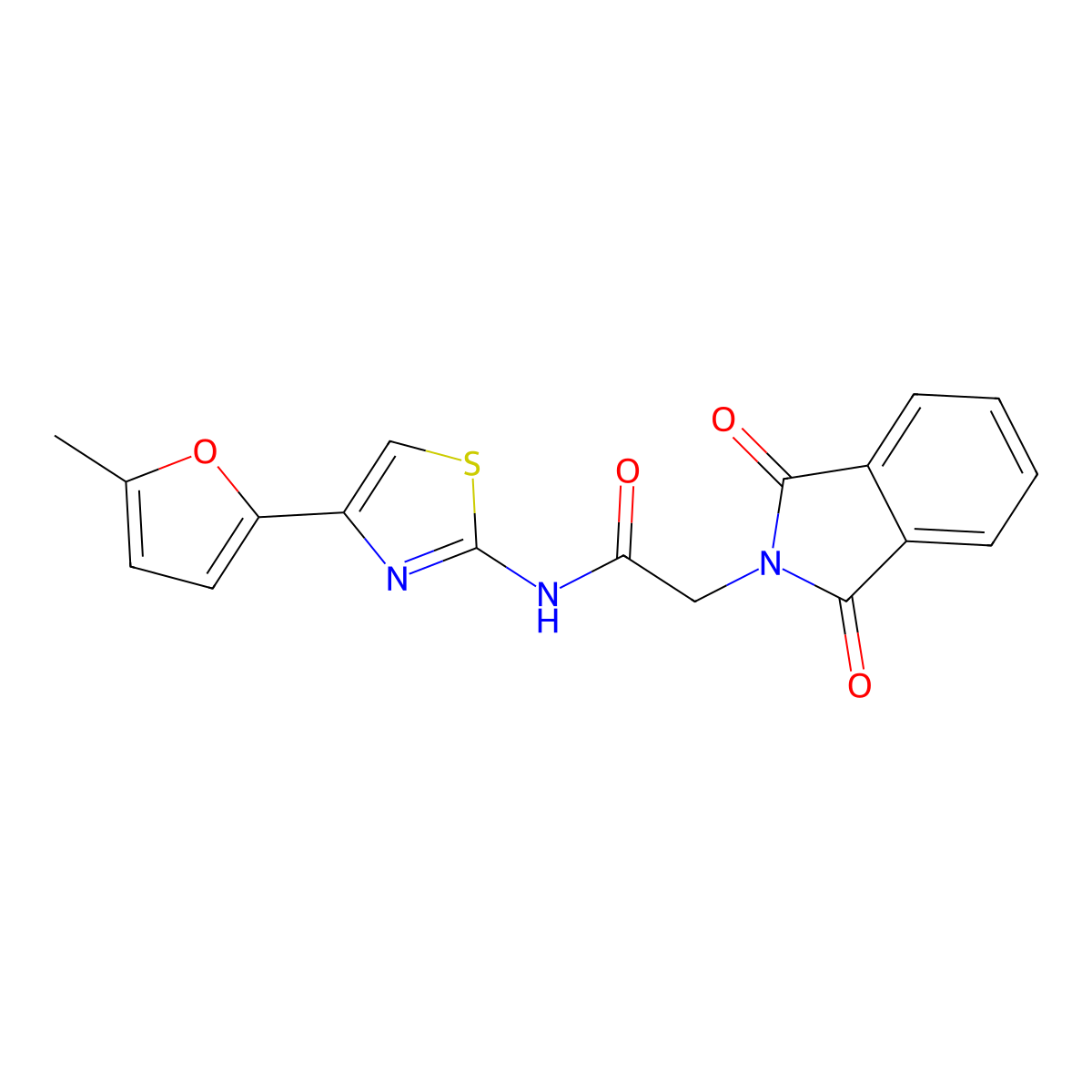 2-(1,3-dioxoisoindolin-2-yl)-N-(4-(5-methylfuran-2-yl)thiazol-2-yl)acetamide molecular structure, CAS 394227-72-6