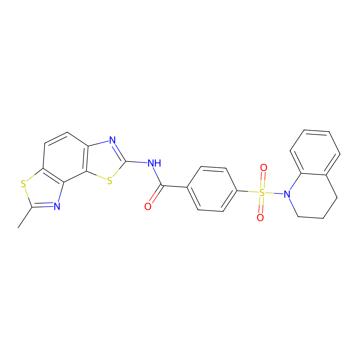 4-(3,4-dihydro-2H-quinolin-1-ylsulfonyl)-N-(7-methyl-[1,3]thiazolo[5,4-e][1,3]benzothiazol-2-yl)benzamide molecular structure, CAS 394227-87-3