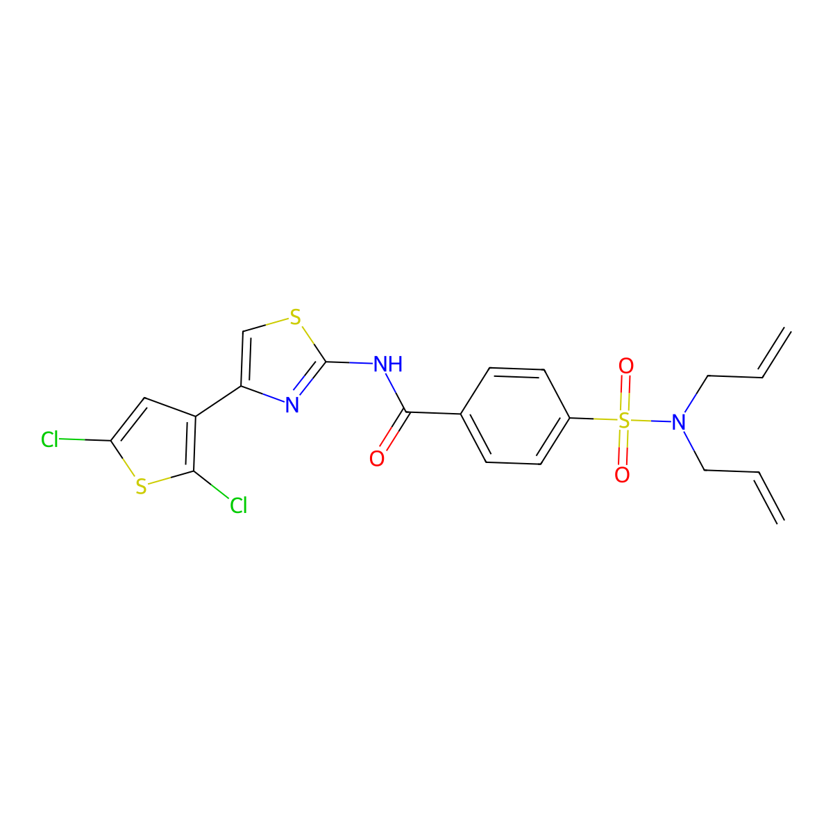 4-(N,N-diallylsulfamoyl)-N-(4-(2,5-dichlorothiophen-3-yl)thiazol-2-yl)benzamide molecular structure, CAS 394227-92-0