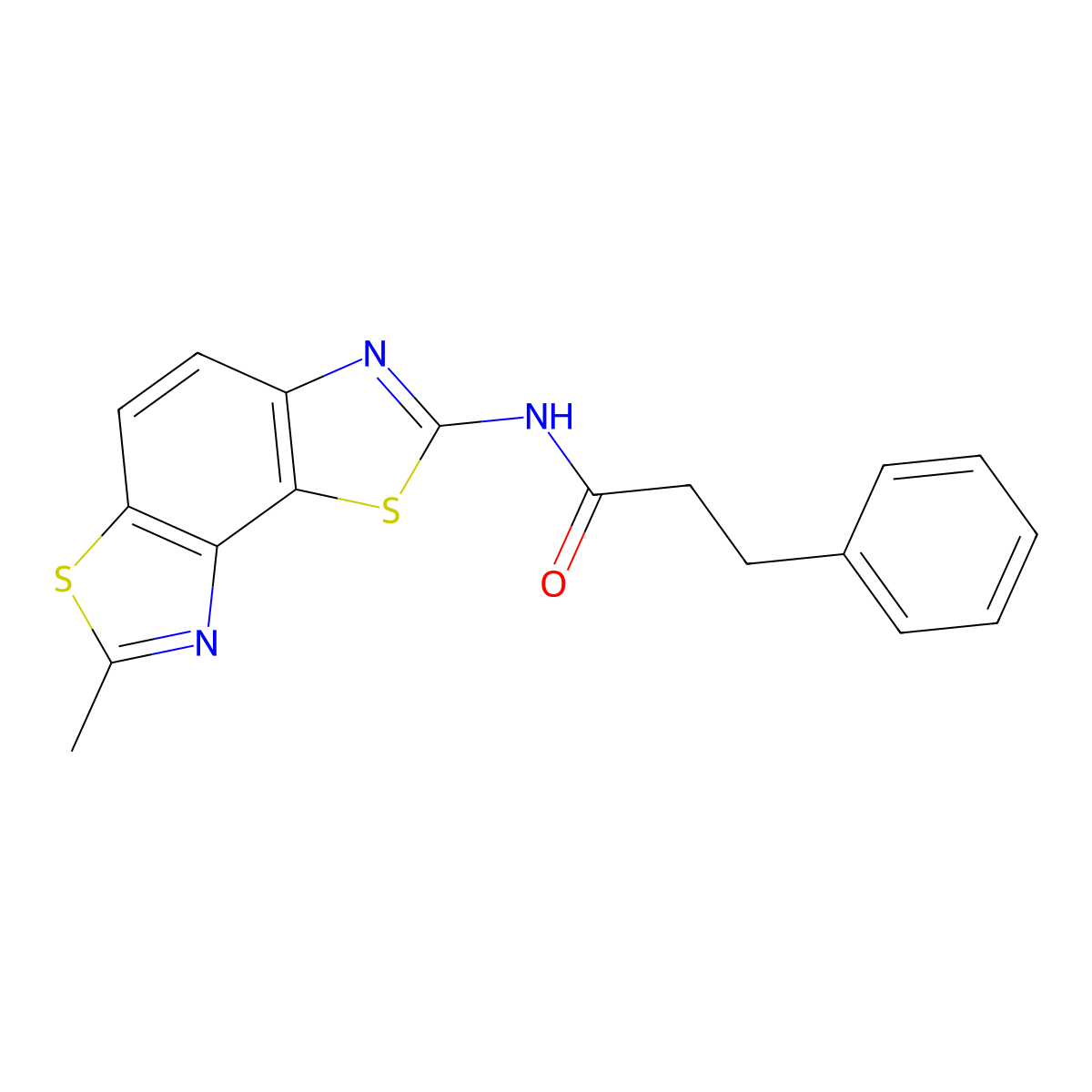 N-(7-methyl-[1,3]thiazolo[5,4-e][1,3]benzothiazol-2-yl)-3-phenylpropanamide molecular structure, CAS 394227-95-3