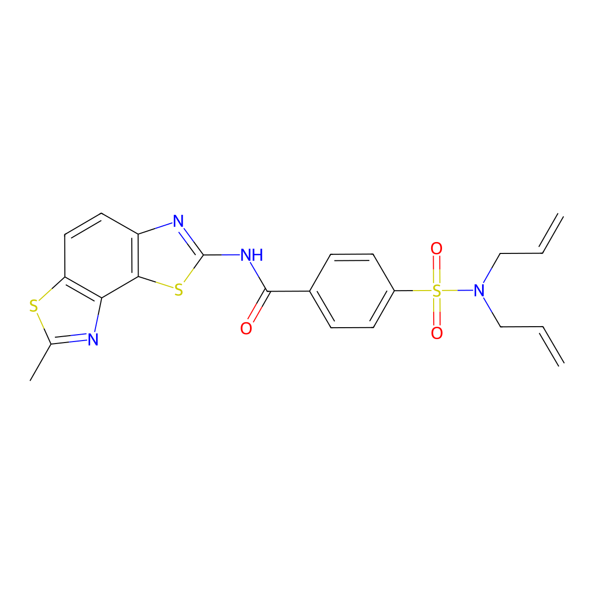 4-[bis(prop-2-enyl)sulfamoyl]-N-(7-methyl-[1,3]thiazolo[5,4-e][1,3]benzothiazol-2-yl)benzamide molecular structure, CAS 394228-11-6