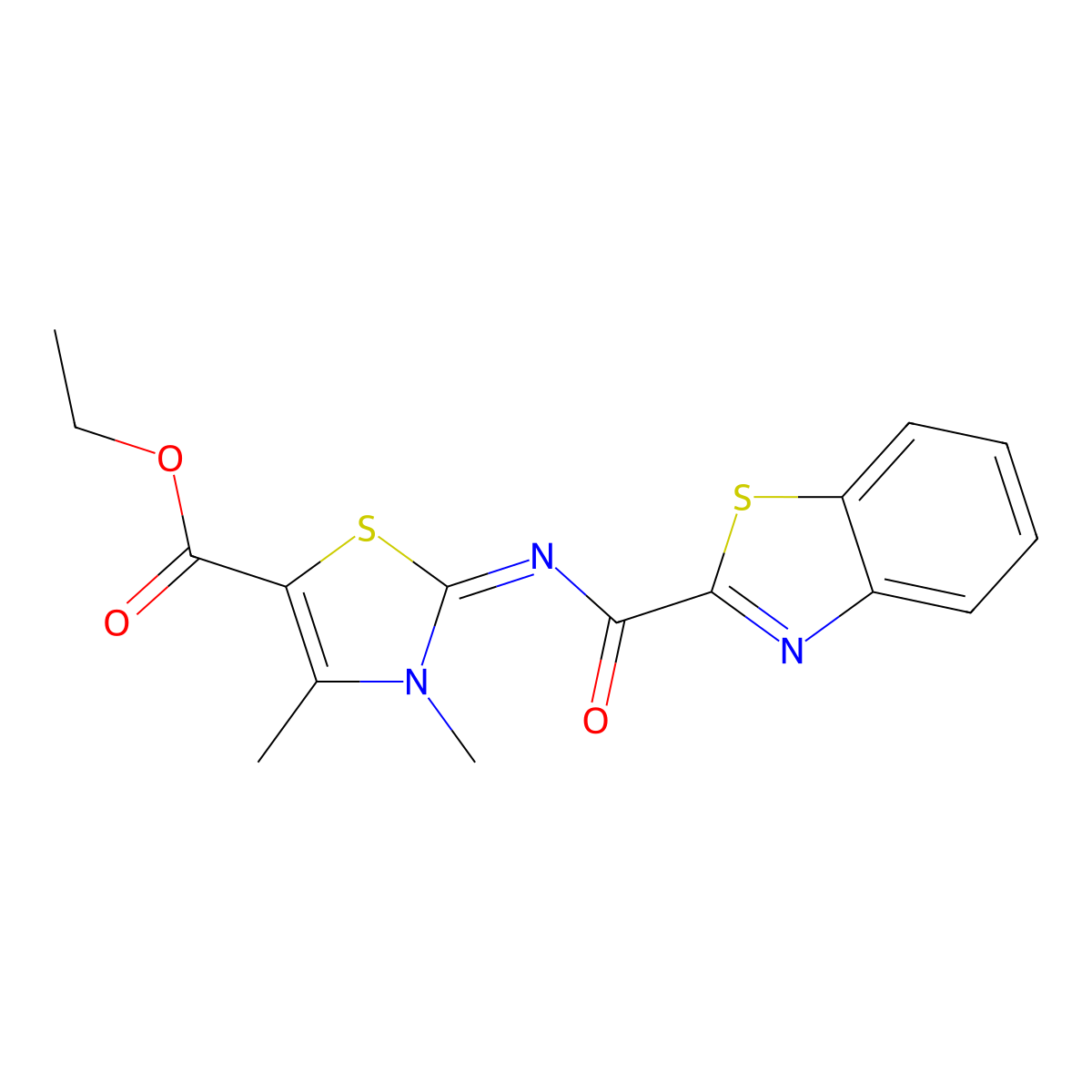 (Z)-ethyl 2-((benzo[d]thiazole-2-carbonyl)imino)-3,4-dimethyl-2,3-dihydrothiazole-5-carboxylate molecular structure, CAS 394228-13-8