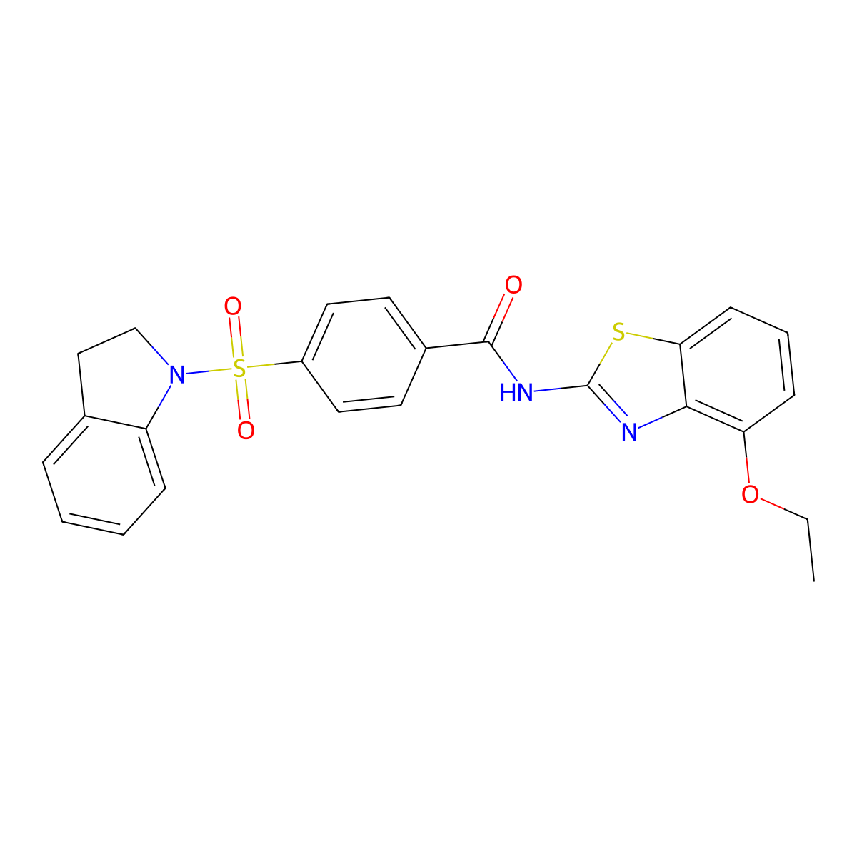 N-(4-ethoxybenzo[d]thiazol-2-yl)-4-(indolin-1-ylsulfonyl)benzamide molecular structure, CAS 394228-46-7