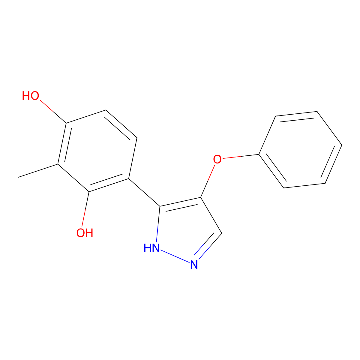 2-methyl-4-(4-phenoxy-1H-pyrazol-3-yl)benzene-1,3-diol molecular structure, CAS 394228-48-9