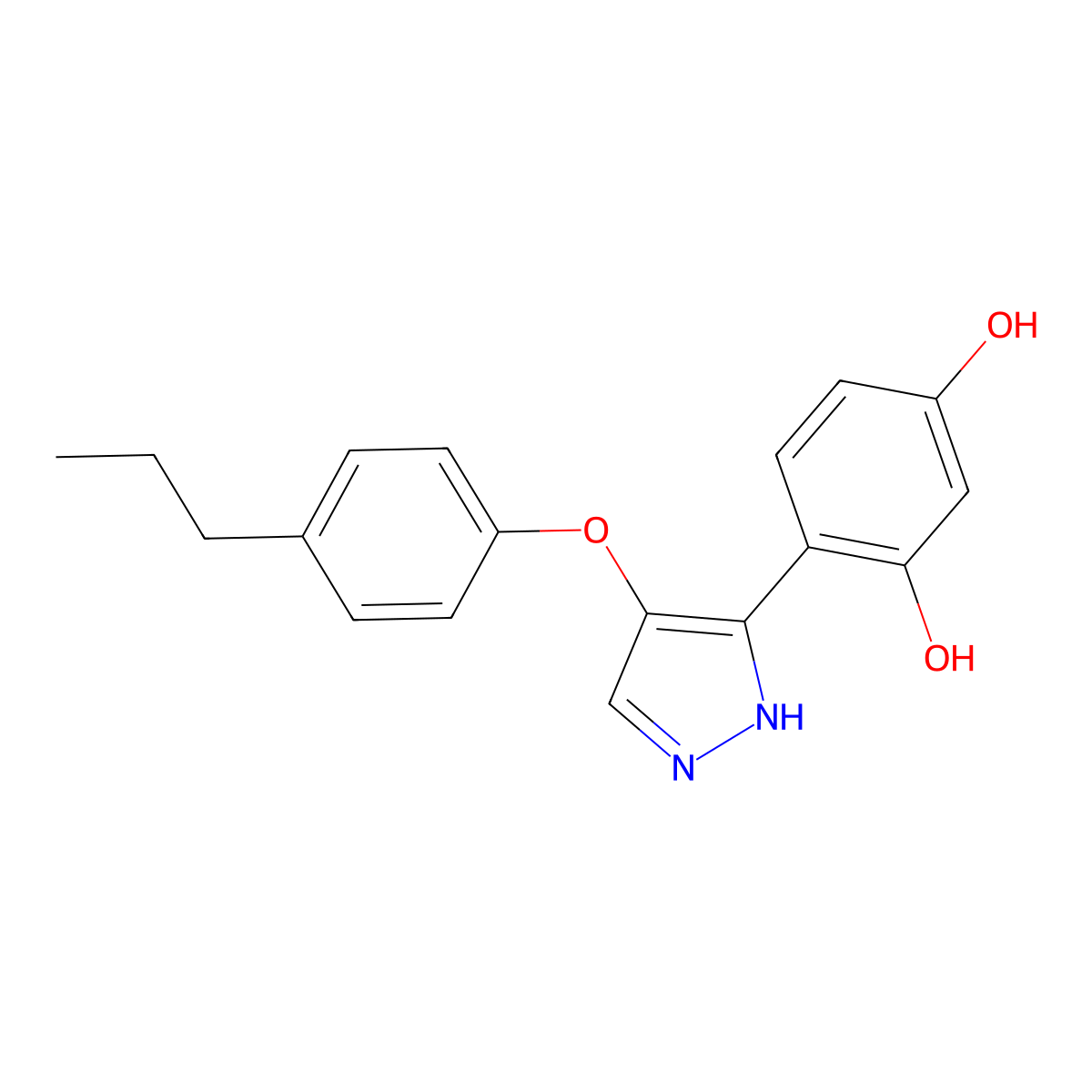 (4E)-3-hydroxy-4-[4-(4-propylphenoxy)-1,2-dihydropyrazol-3-ylidene]cyclohexa-2,5-dien-1-one molecular structure, CAS 394228-55-8