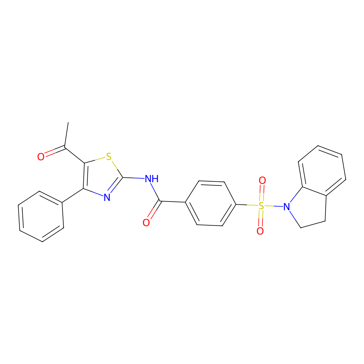 N-(5-acetyl-4-phenyl-1,3-thiazol-2-yl)-4-(2,3-dihydroindol-1-ylsulfonyl)benzamide molecular structure, CAS 394228-58-1