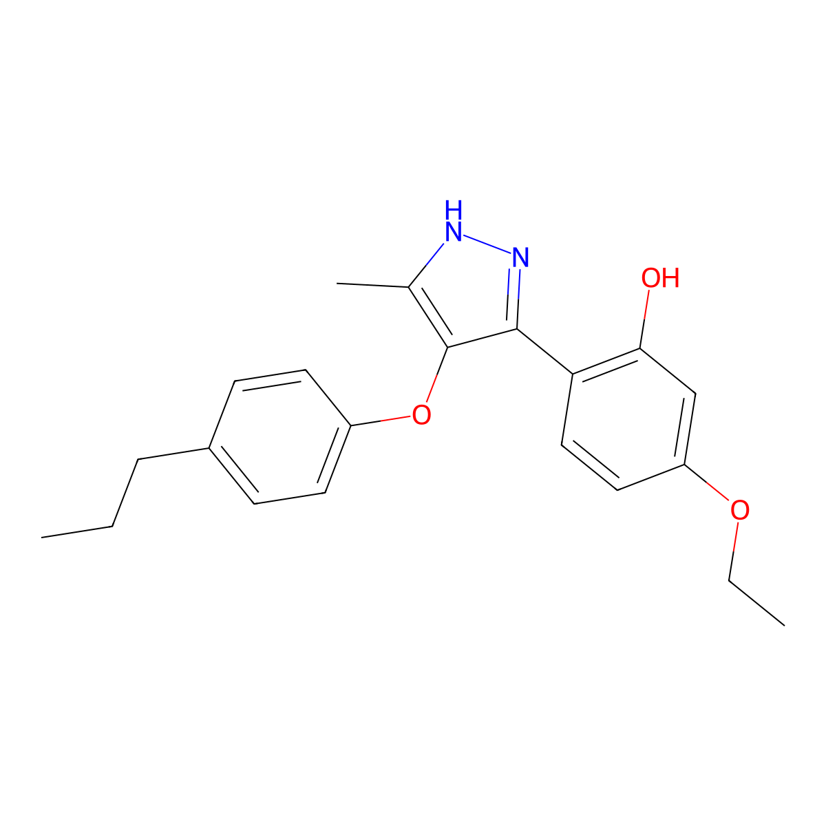 5-ethoxy-2-[5-methyl-4-(4-propylphenoxy)-1H-pyrazol-3-yl]phenol molecular structure, CAS 394228-63-8