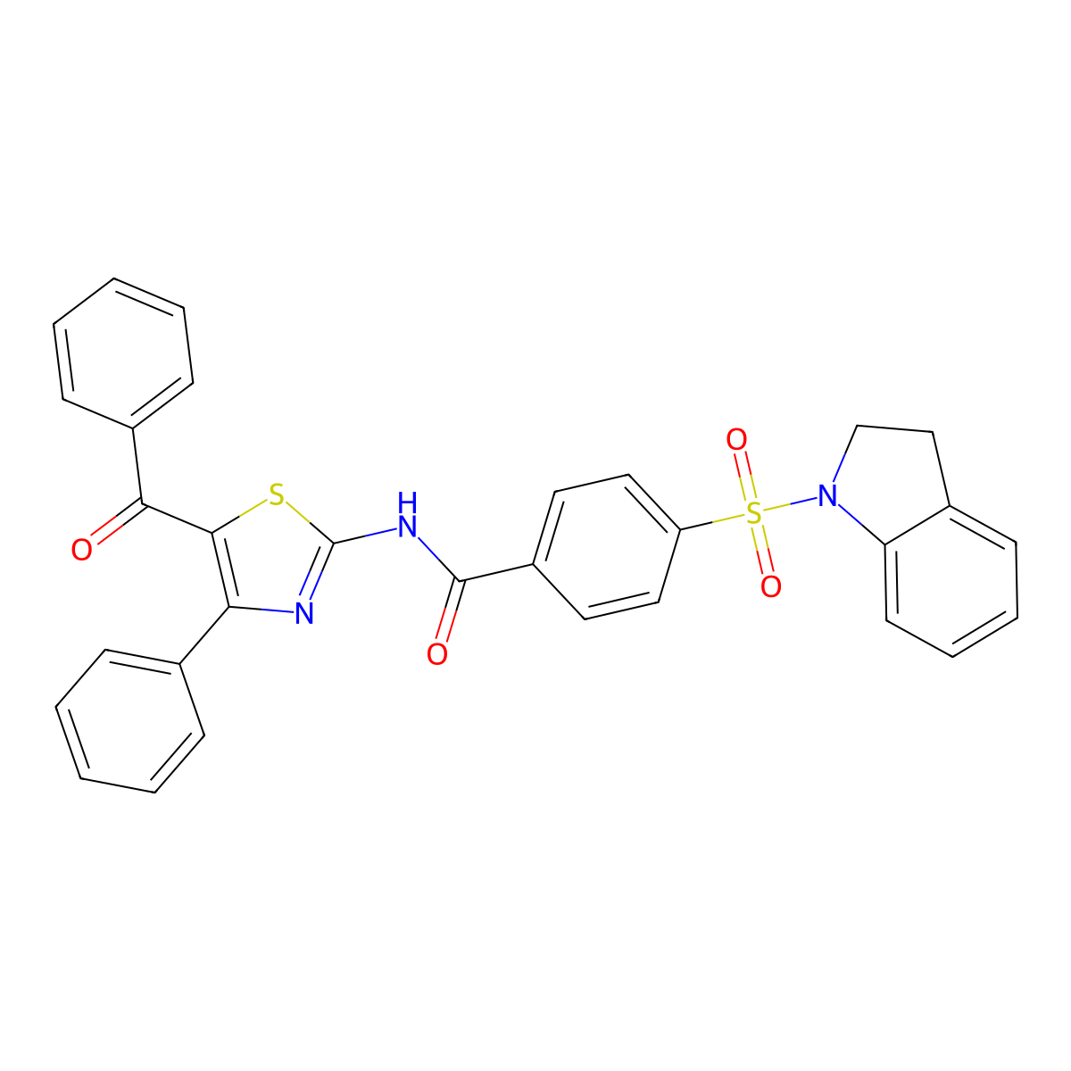 N-(5-benzoyl-4-phenylthiazol-2-yl)-4-(indolin-1-ylsulfonyl)benzamide molecular structure, CAS 394228-72-9
