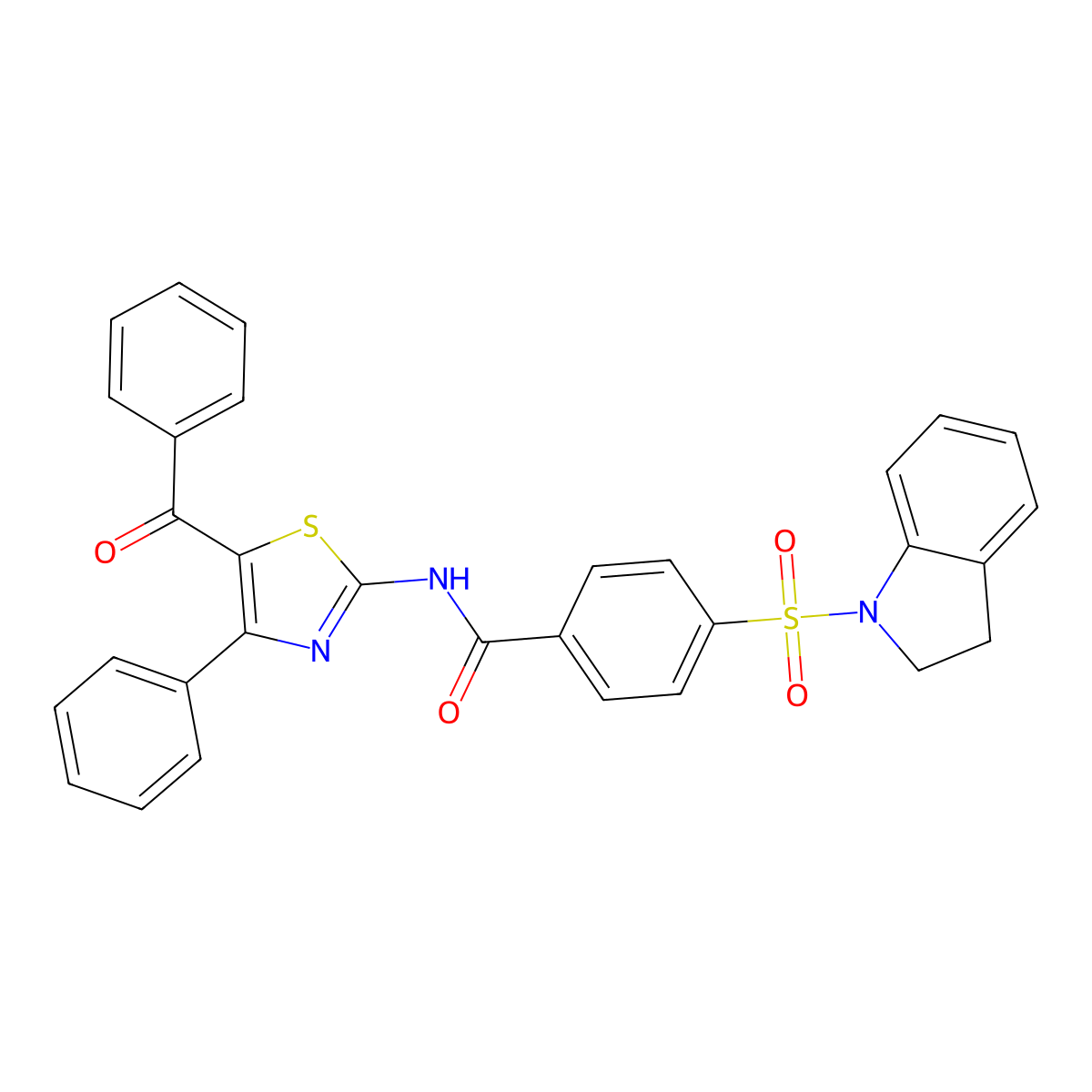N-(5-benzoyl-4-phenylthiazol-2-yl)-4-(indolin-1-ylsulfonyl)benzamide molecular structure, CAS 394228-72-9