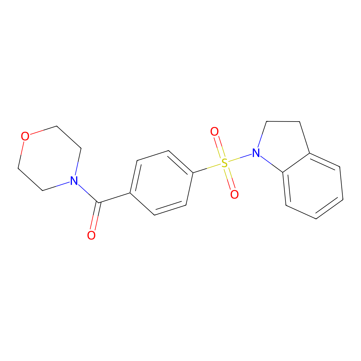 (4-(Indolin-1-ylsulfonyl)phenyl)(morpholino)methanone molecular structure, CAS 394228-83-2