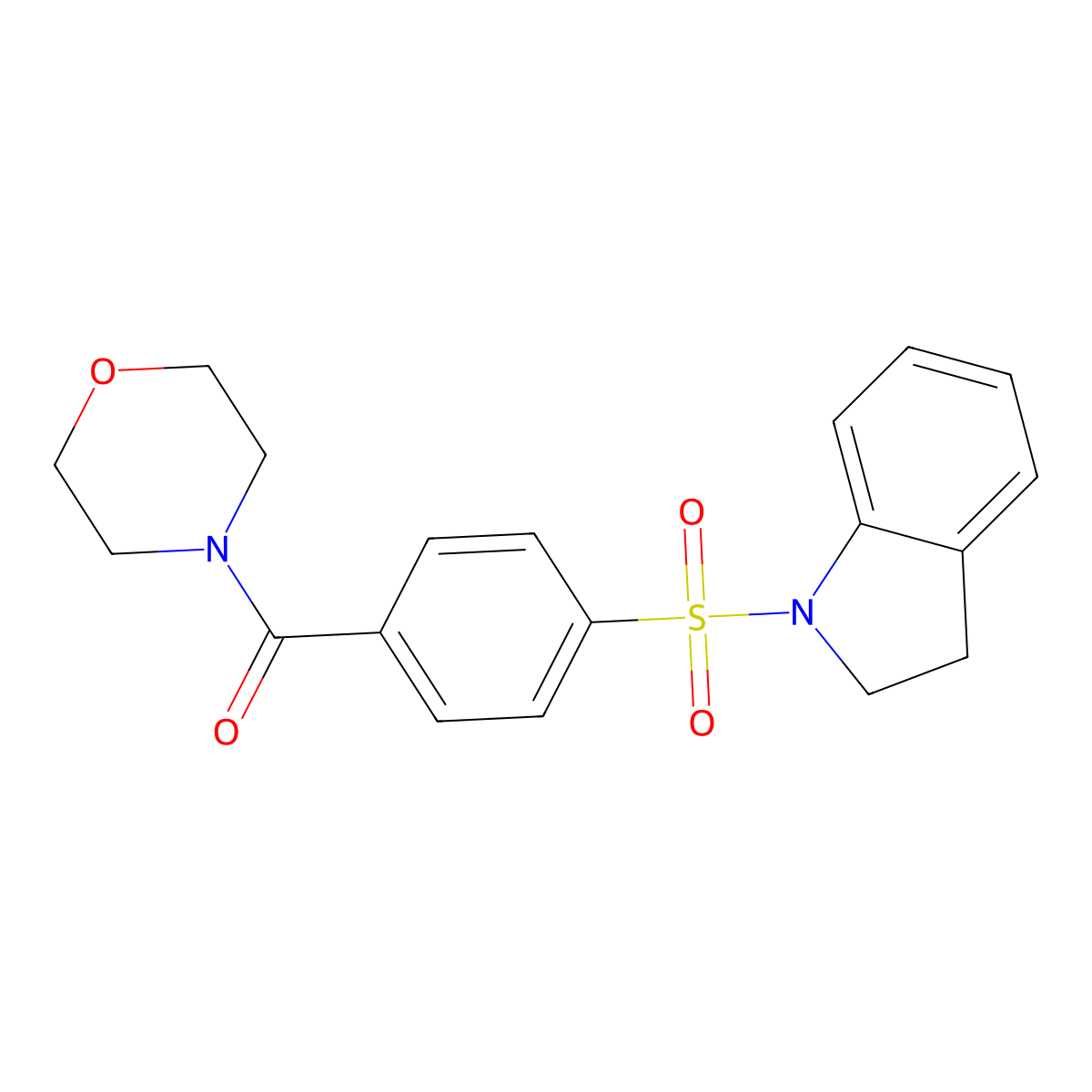 (4-(Indolin-1-ylsulfonyl)phenyl)(morpholino)methanone molecular structure, CAS 394228-83-2
