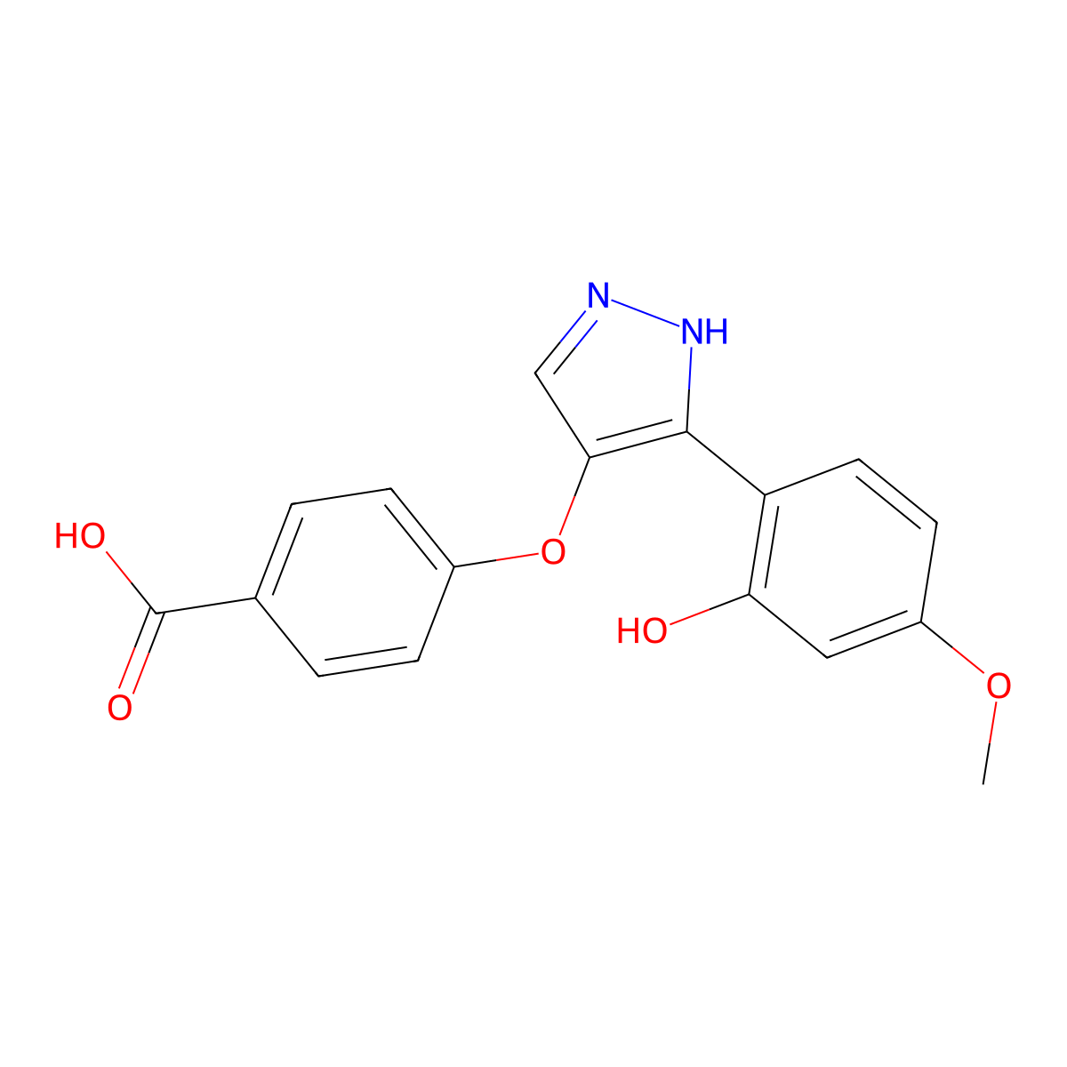 3-(2-Hydroxy-4-methoxyphenyl)-4-(4-carboxyphenoxy)-1h-pyrazole molecular structure, CAS 394228-95-6