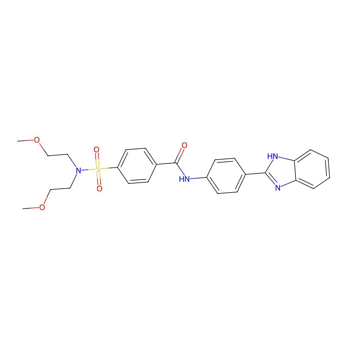 N-(4-(1H-benzo[d]imidazol-2-yl)phenyl)-4-(N,N-bis(2-methoxyethyl)sulfamoyl)benzamide molecular structure, CAS 394229-44-8