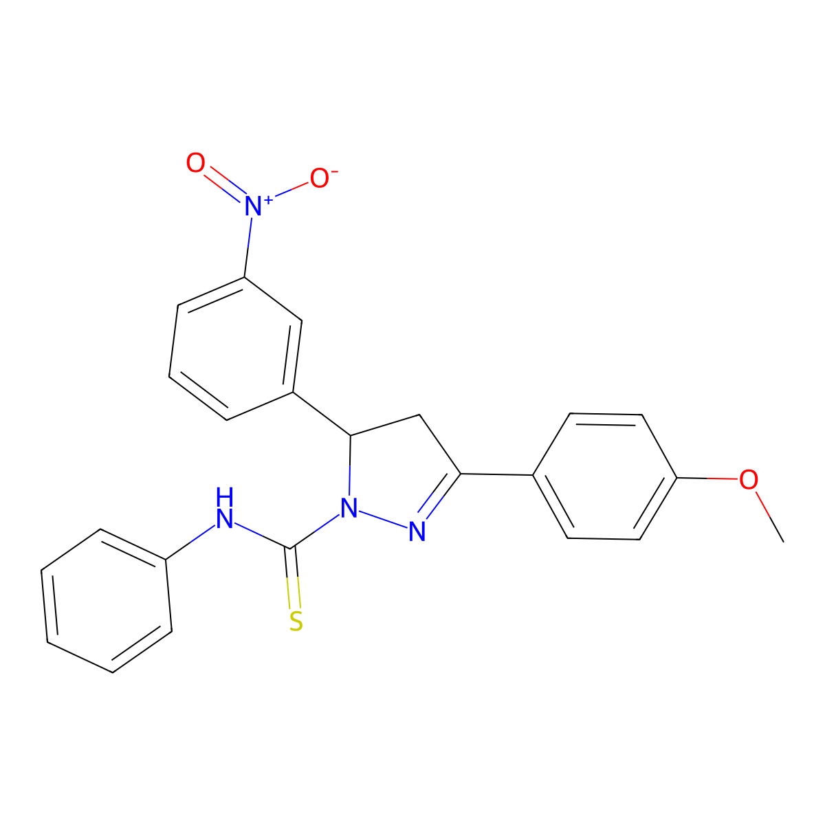 3-(4-methoxyphenyl)-5-(3-nitrophenyl)-N-phenyl-4,5-dihydro-1H-pyrazole-1-carbothioamide molecular structure, CAS 394229-49-3