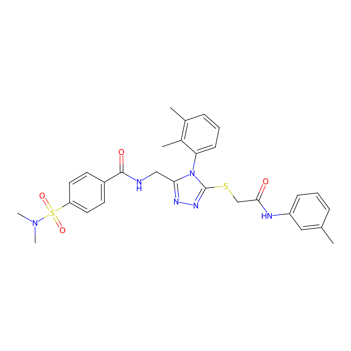 N-[[4-(2,3-dimethylphenyl)-5-[2-(3-methylanilino)-2-oxoethyl]sulfanyl-1,2,4-triazol-3-yl]methyl]-4-(dimethylsulfamoyl)benzamide molecular structure, CAS 394229-54-0